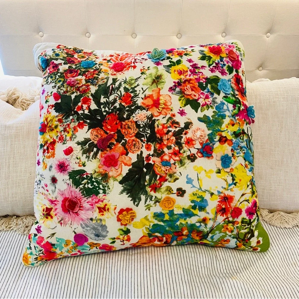 Watercolor 3D Floral Throw Pillow 25
